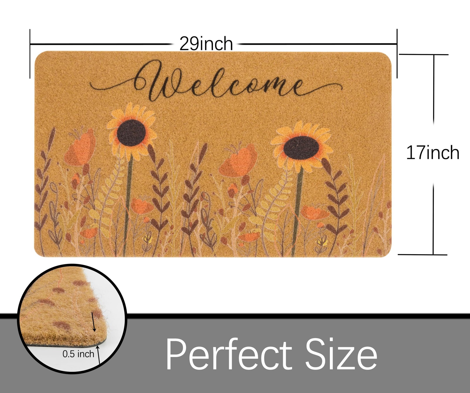 Fall-Sunflower-Doormat-Welcome-Door-Mat – Flower Indooor-Outdoor-Coir-Door-Ma…