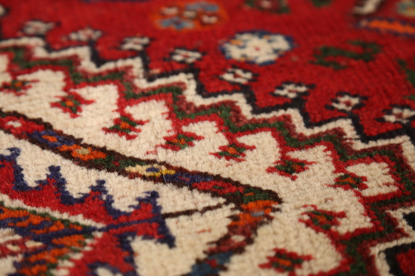 Vintage Geometric Tribal Traditional Hand-knotted Rug 4×5 Red Wool Carpet