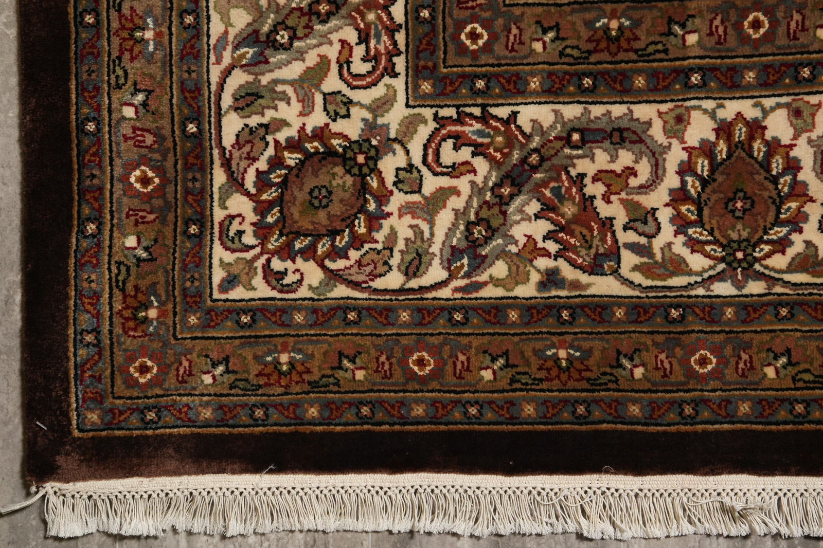 8 x 10 Dark Chocolate Brown Quality Area Rug Tabriiz Mahii Wool and Silk #F-4460