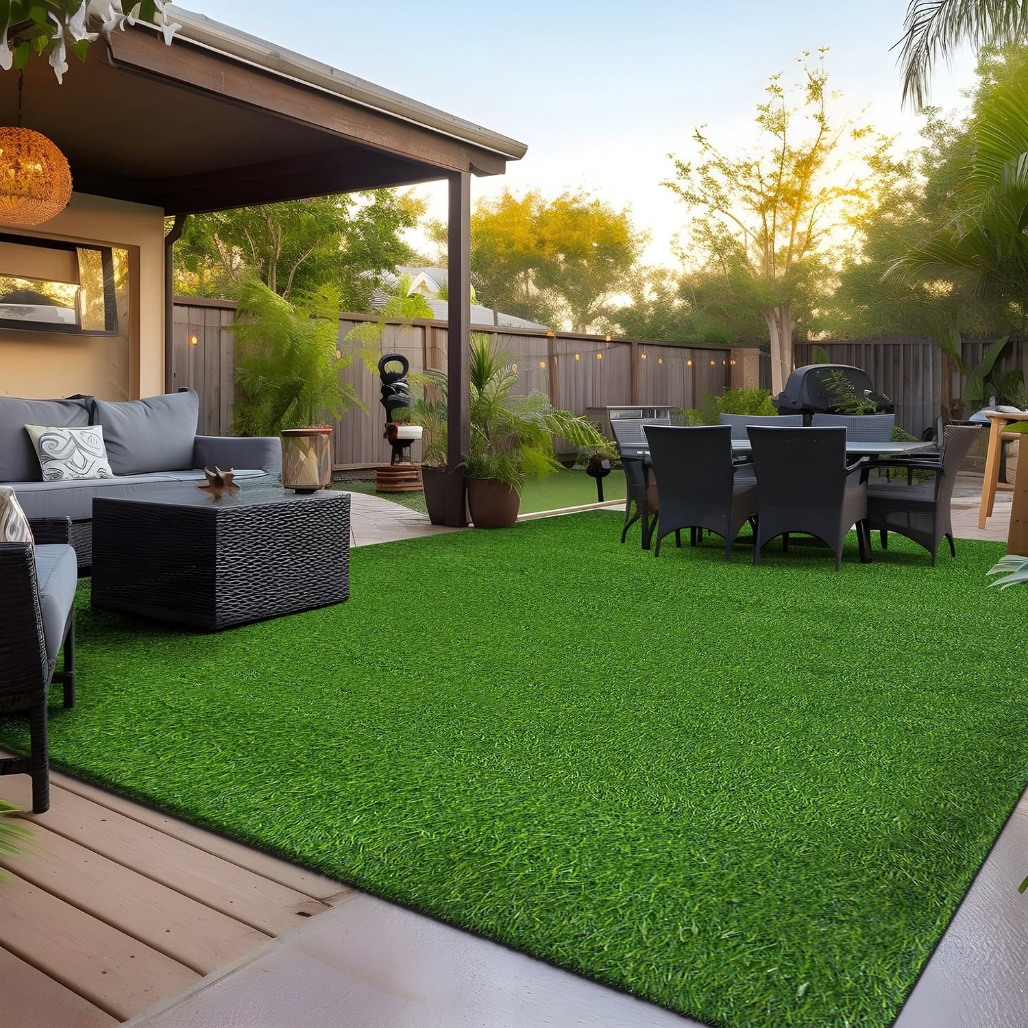Artificial Solid Grass for Backyard, Garden, Patio, Balcony, Garage Deck Indoor