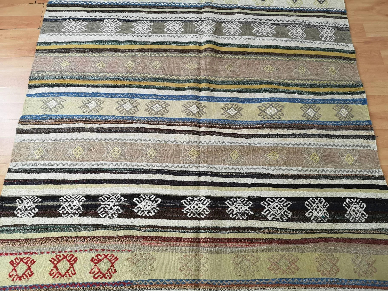Vintage Kilim Rug, Colorful Ethnic Oushak, 5.7 x 13.3 ft