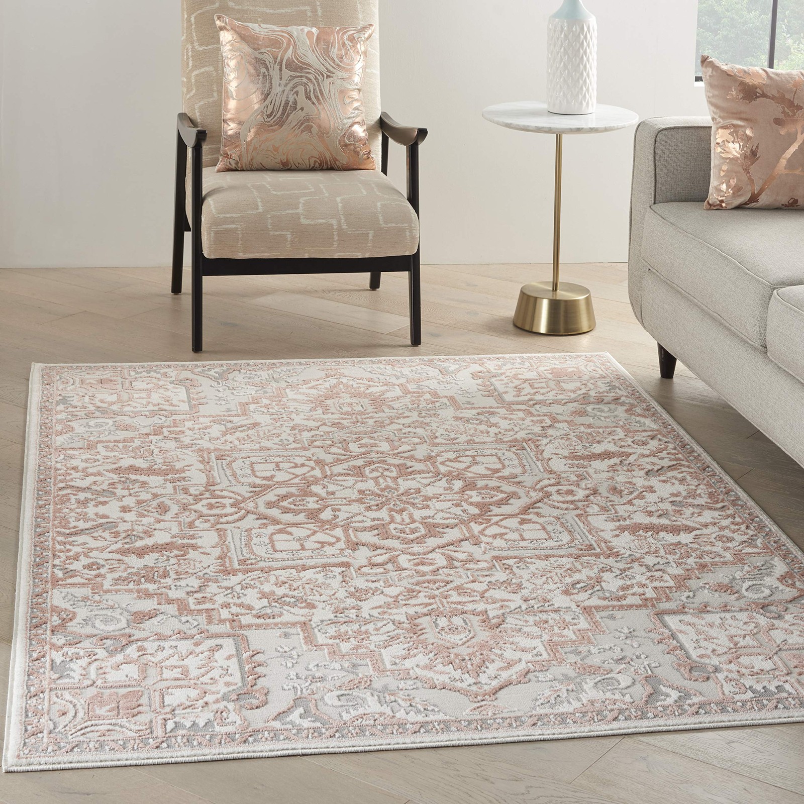 Nourison Home Elation Ivory Brick 53 X 73 Area Rug – Non Shedding Bed