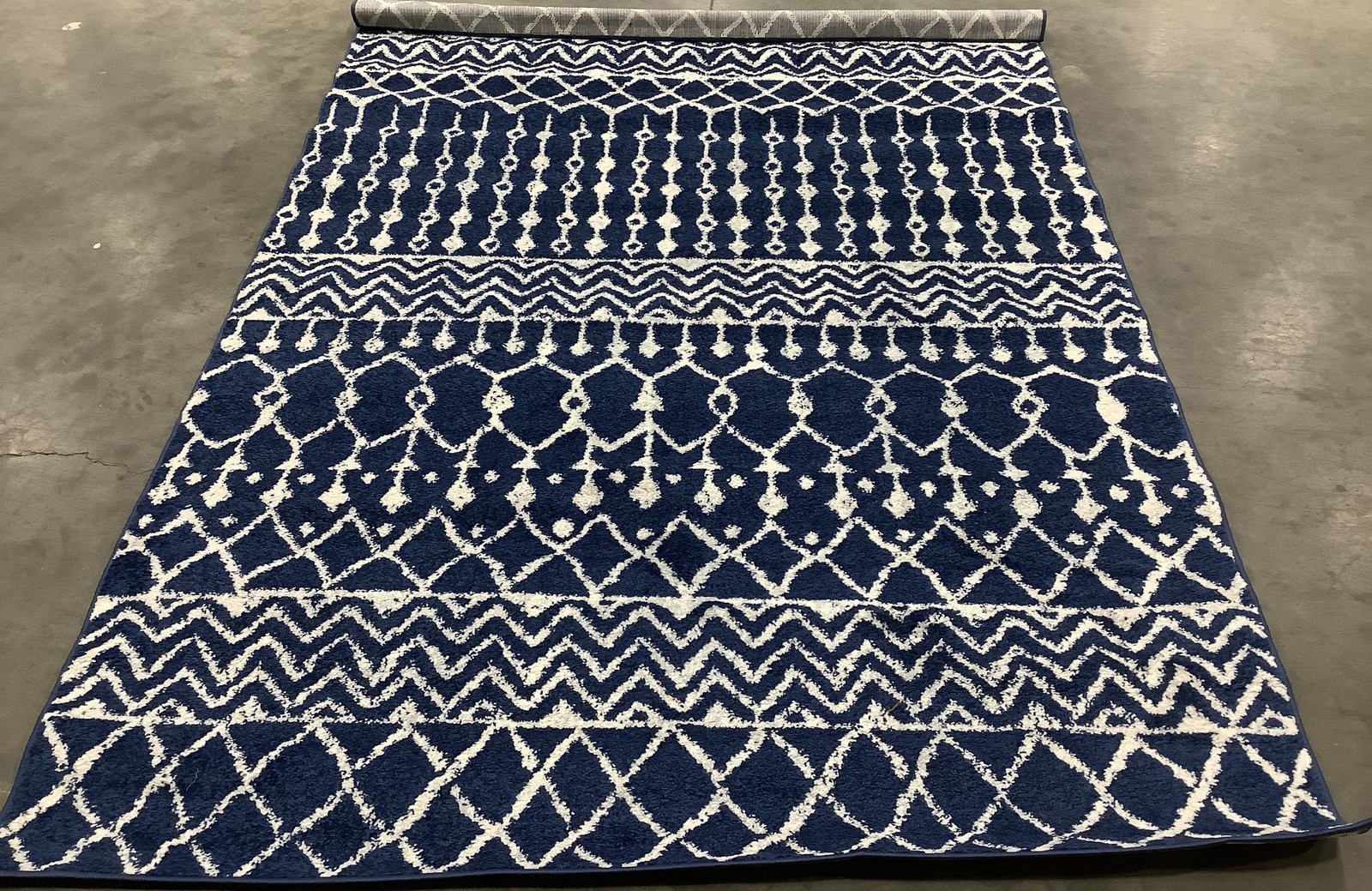 NAVY / IVORY 5′-3″ x 7′-6″ Pulled Thread Rug, Reduced Price 1172685731 TUL270N-5