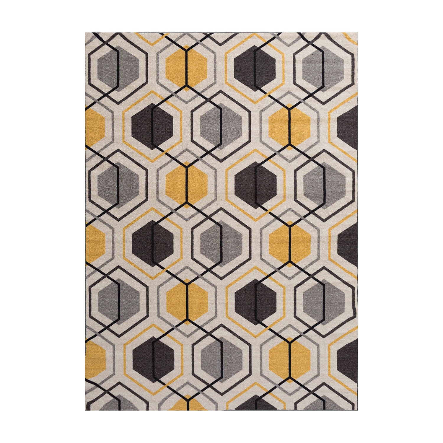 Rugshop Area Rug Contemporary Geometric Stripe Non-Slip Rugs Yellow Rugs 5×7 Rug