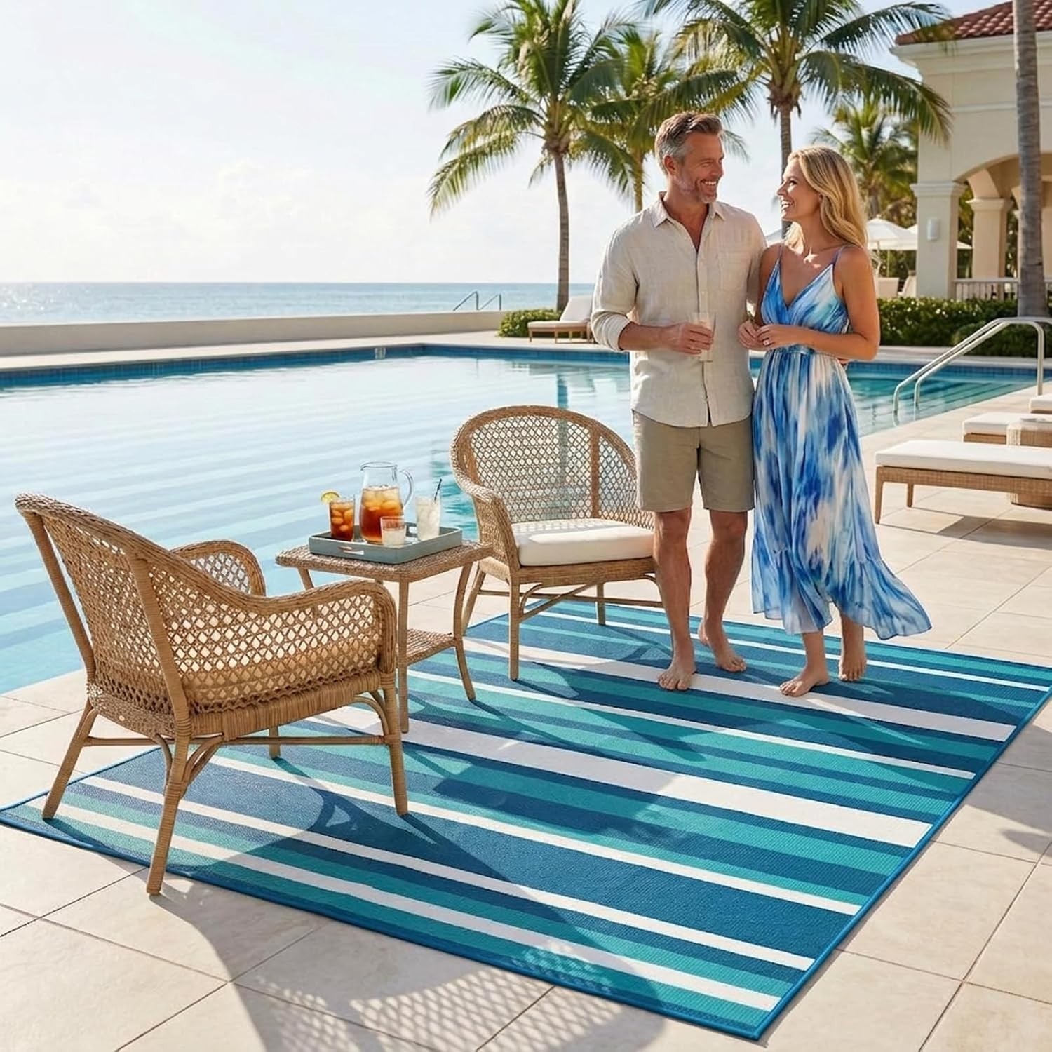 Outdoor Rug Plastic Straw 4×6 FT Waterproof Patio Deck Garden Backyard Furniture