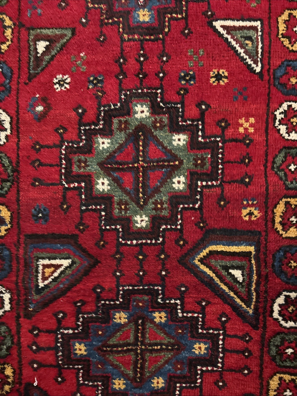 Semi-Antique Kurdish Hand-knotted Area Rug Wool Oriental Carpet 4×7 ft Scarlet