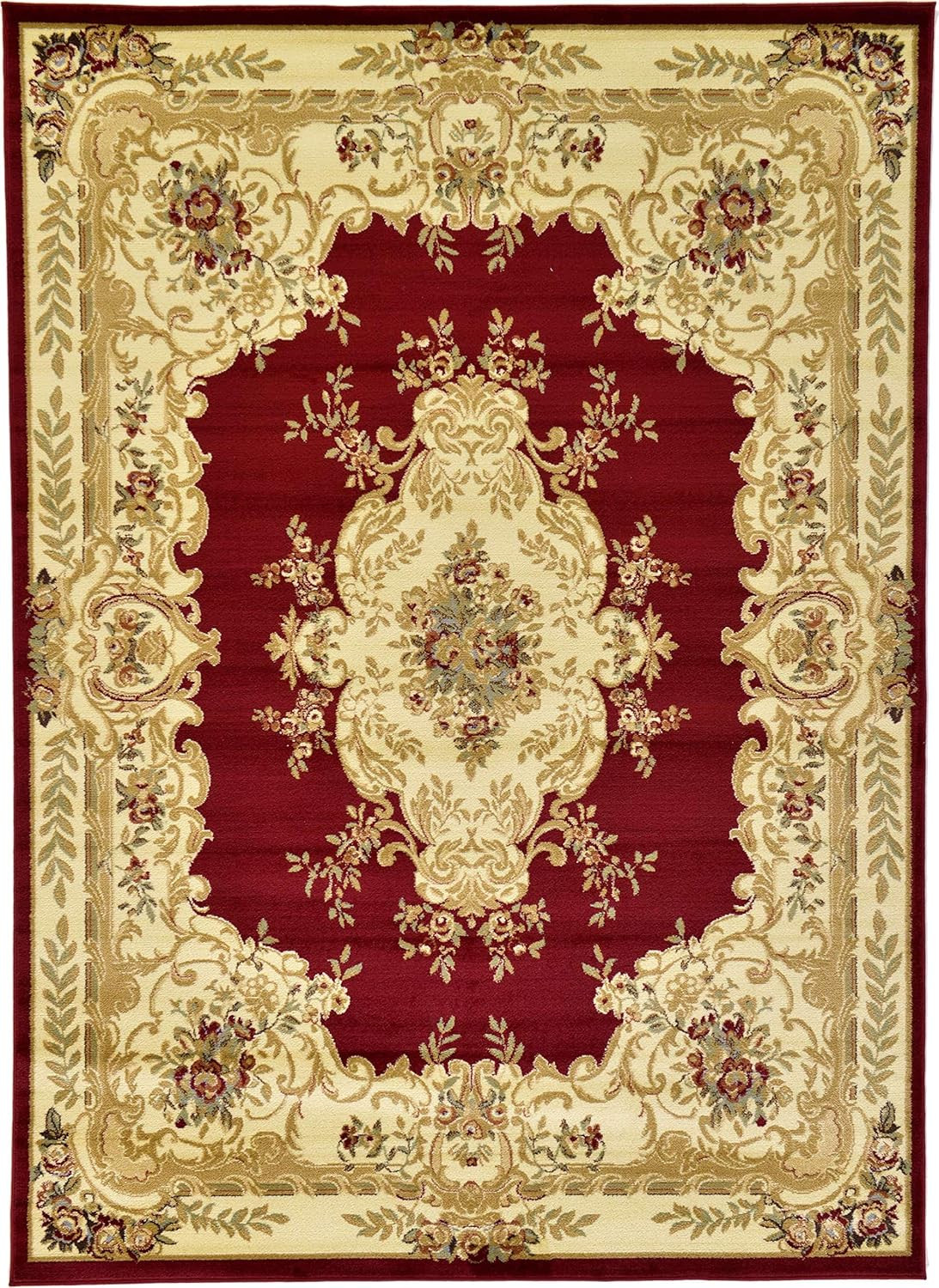 Versailles Collection Charles Area Rug 7’1″ x 10′ Red/Cream Rectangle