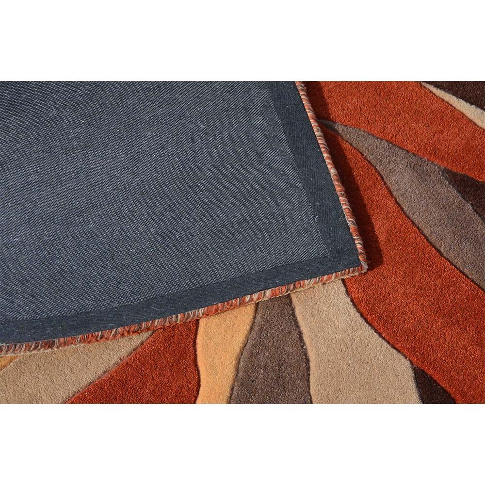 Orange, Gold And Brown Abstract Hand Tufted Wool Carpet