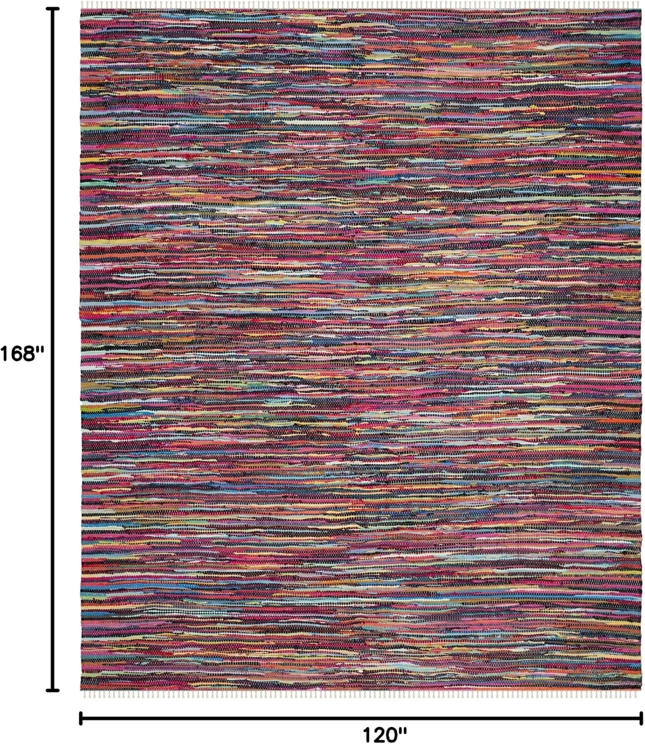 SAFAVIEH Rag Rug Collection Area Rug – 10′ X 14′, Multi, Handmade Boho Stripe Co