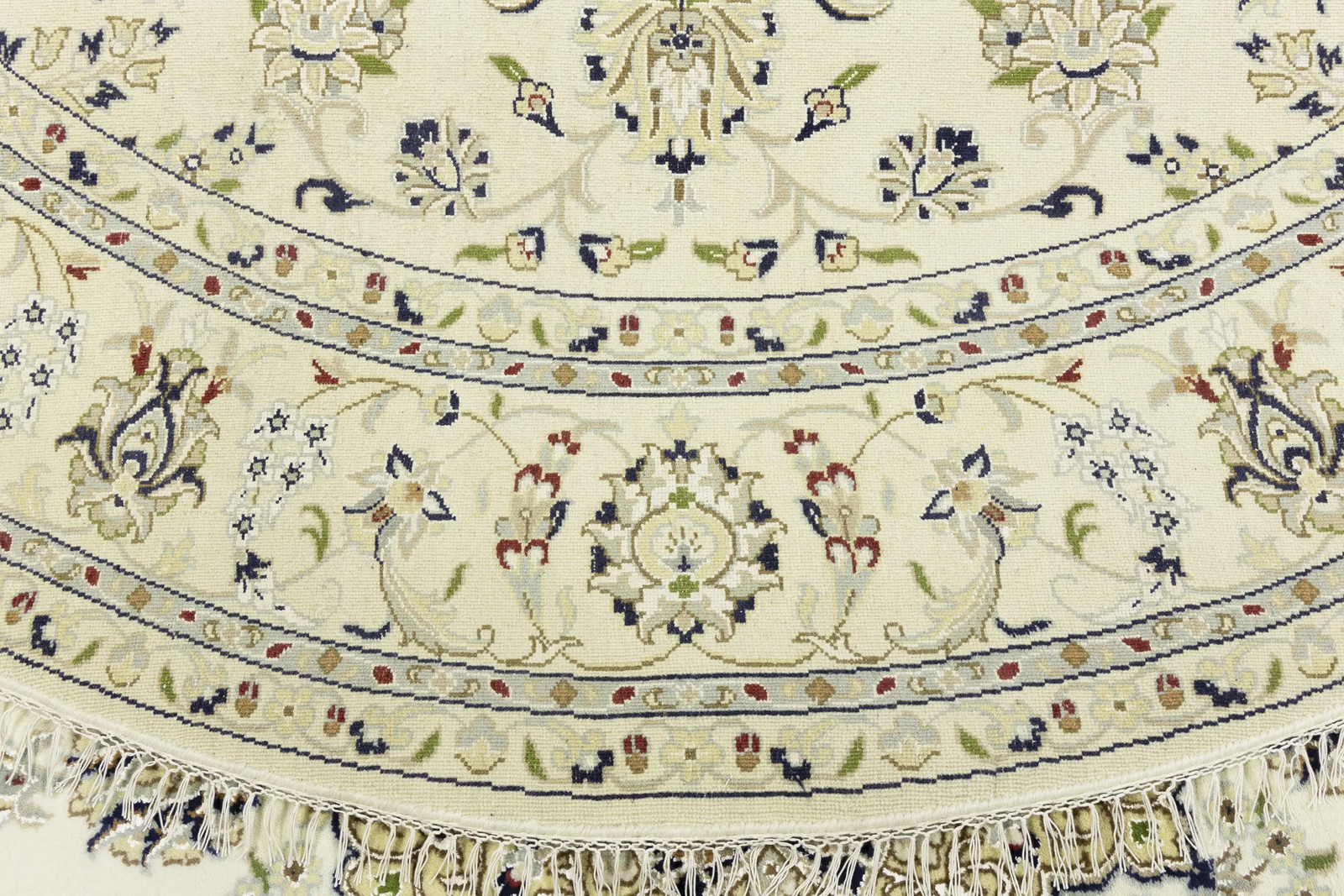 Handmade Cream Traditional Indo-Nain Round Oriental Rug Floral Room Decor 7X7 ft