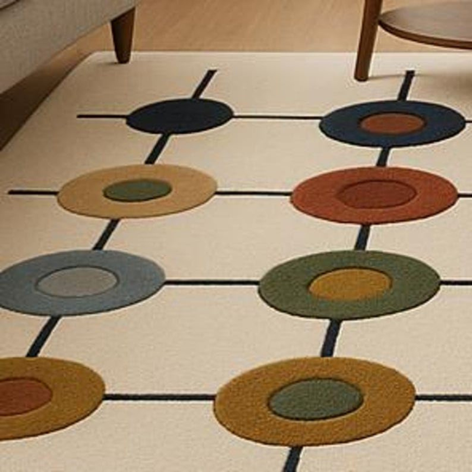 Hand Tufted Wool Area Rug Modern Circle Geometric Carpet 8×10 9×12 13×15 13×18