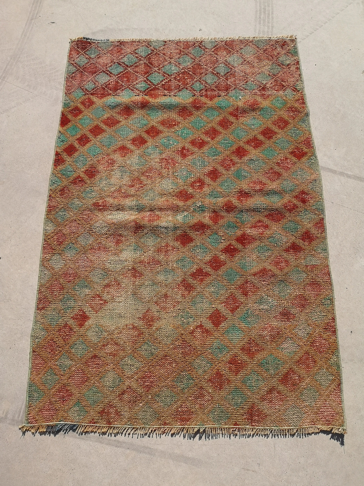 Small Turkish Wool Rug, Colorful Bath Mat (2.7 x 4.2 ft)