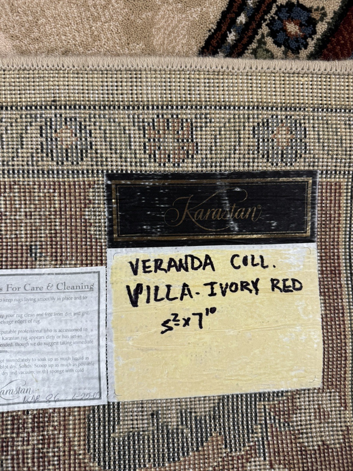 Karastan Veranda Coll. Villa-Ivory/Red 5’2×7’10 100% Wool area rug ::NEW::