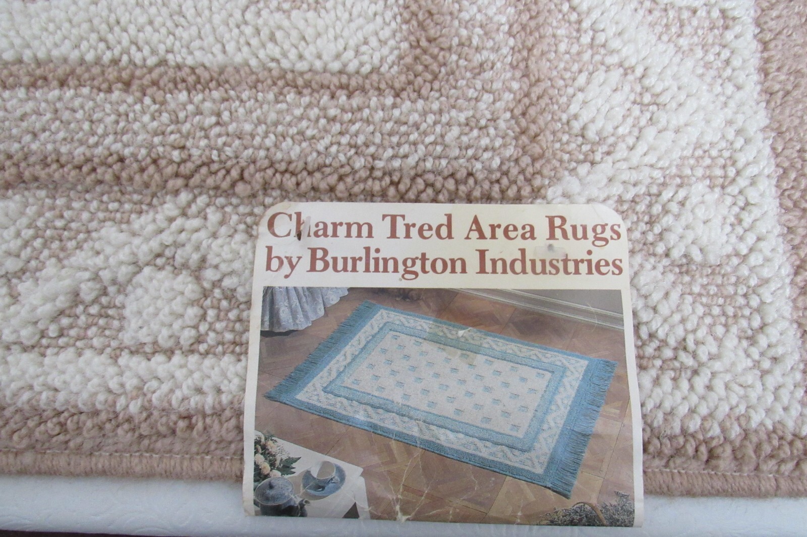 Area Rug Burlington Industries Beige 21 x 36 Vintage