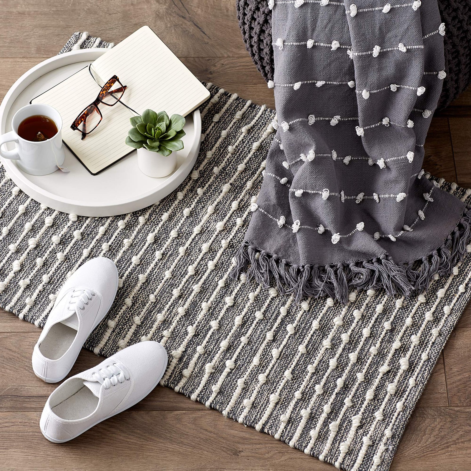 Dii Slub Rug Collection Recycled Cotton Loop 2X3 Mineral Gray 6043