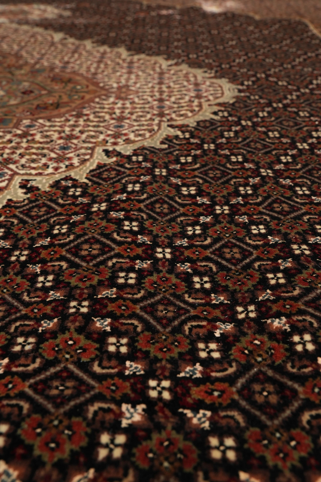 8.2 x 10.1 Black Mahii Tabriiz Handmade Area Rug Wool And Silk #F-4468
