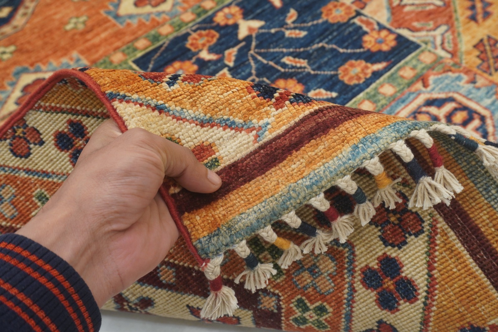 6×8 ft Multicolor Patchwork Style Afghan Hand Knotted Wool Area Rug