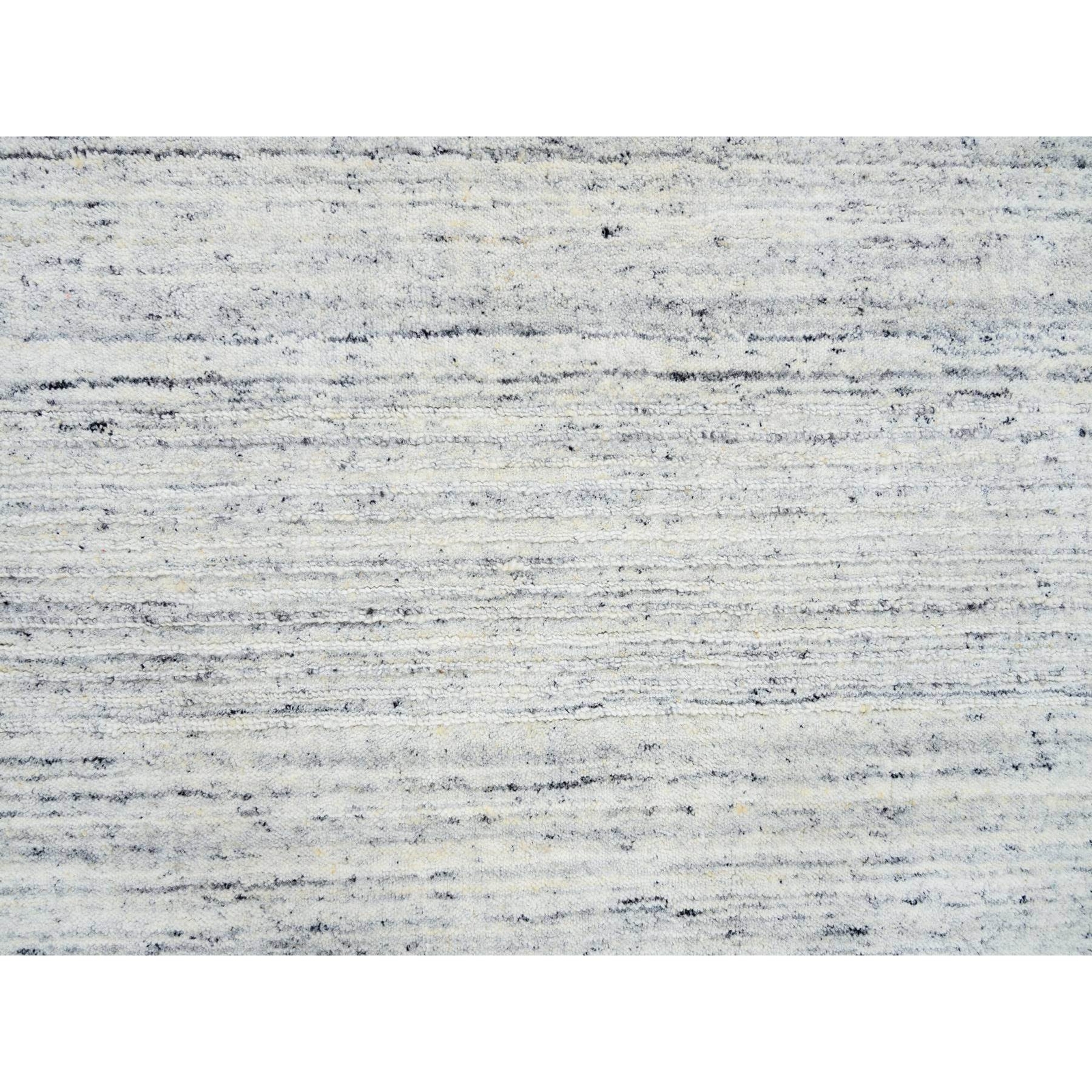 6’x6′ Ivory Plain Modern Striped Design Soft Wool Hand Loomed Square Rug R64773