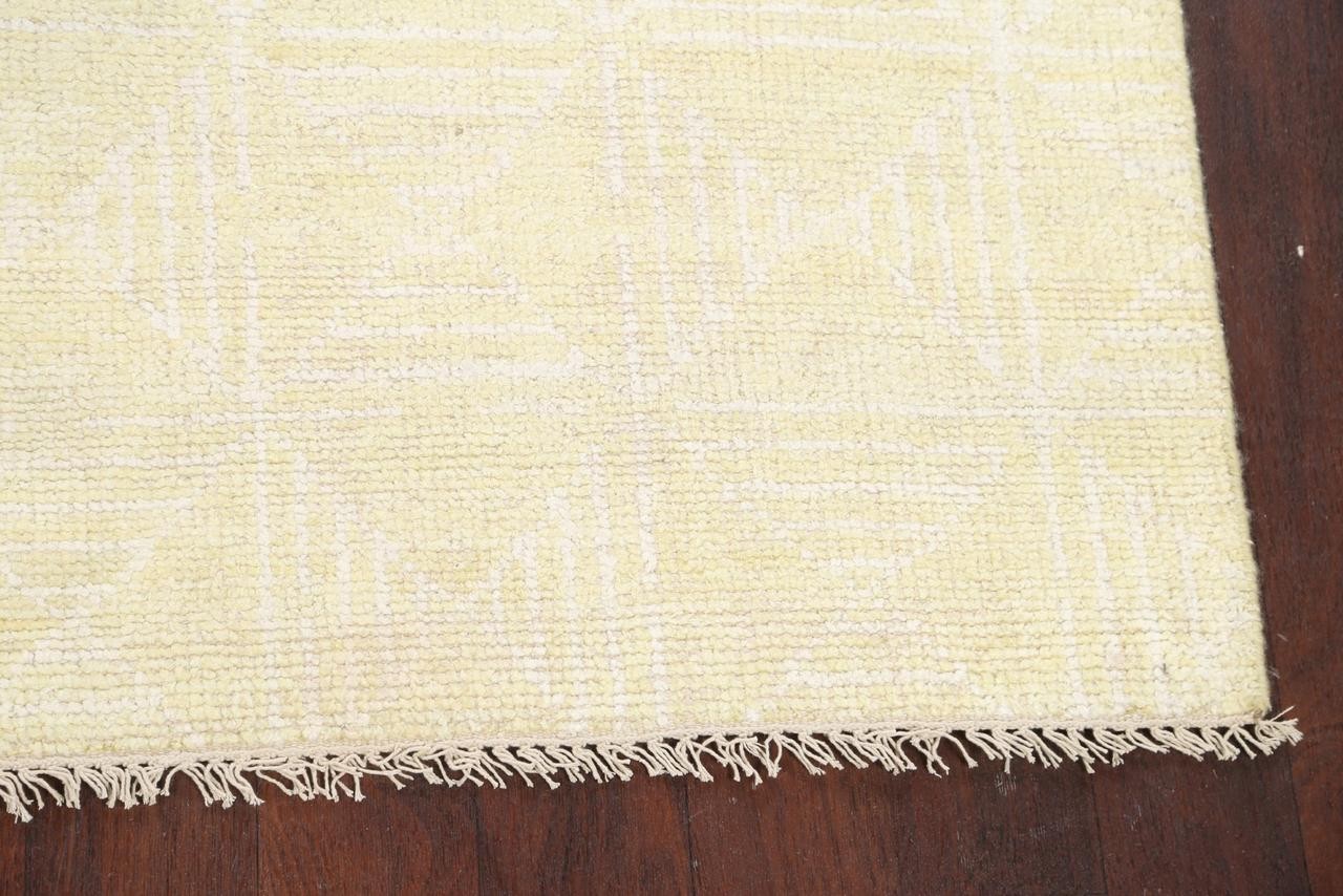 6×8 Modern Hand-Knotted Wool Area Rug in Solid Cream & Ivory Design