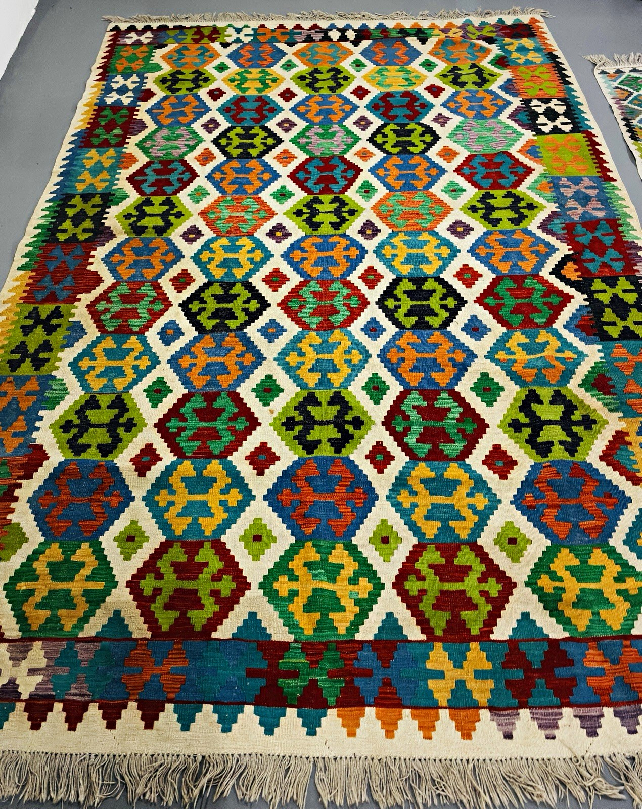 Handmade Afghan Maimana Kilim Wool Area Rug – 6’6″ x 9’9″ – Vibrant Colors
