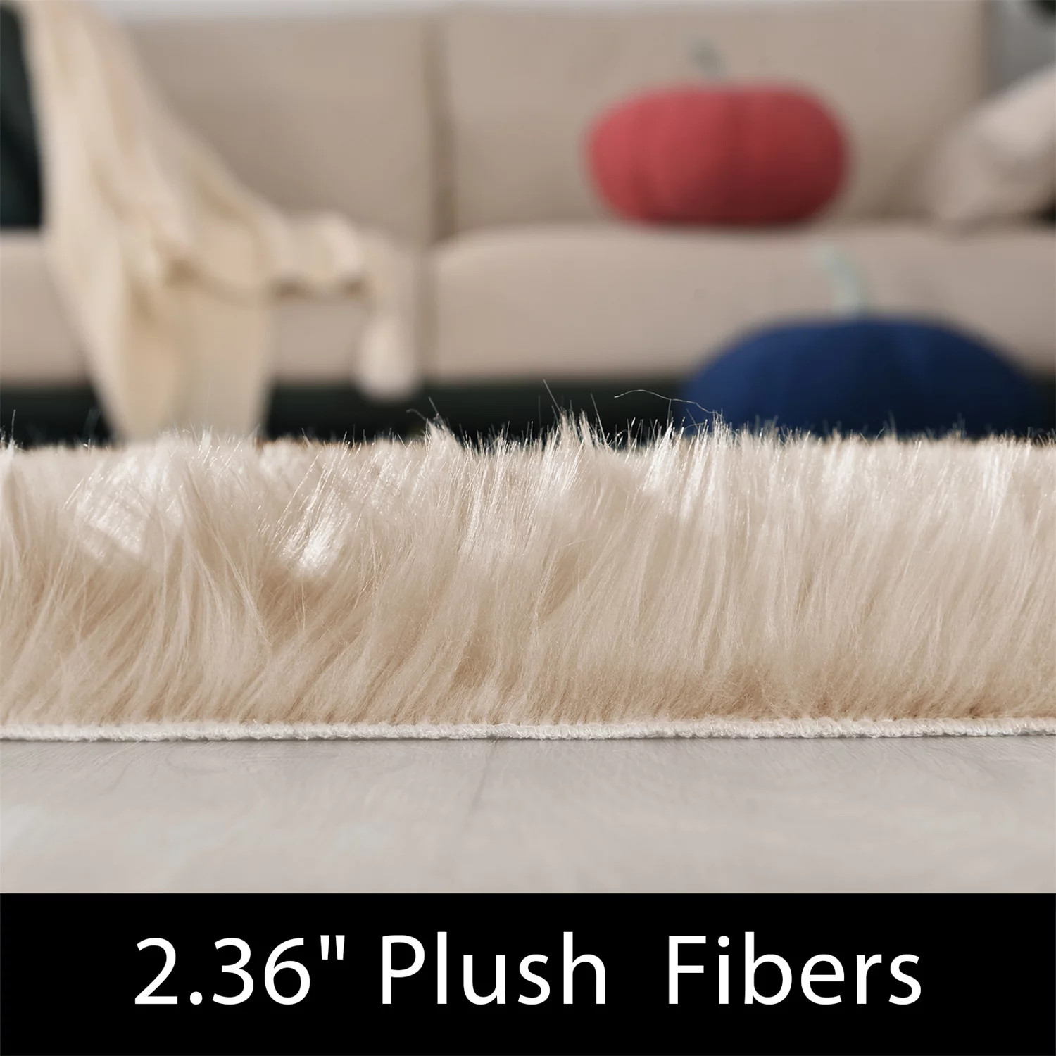 2X3 Beige Rug Faux Fur Rug Fluffy Furry Rug Throw Rug Washable Shag Rug Plush So