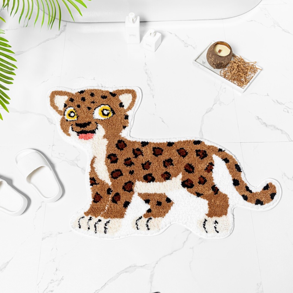 Brown Leopard Print Area Rug Faux Animal Rug Hide Cute Decor Carpet Floor Mats