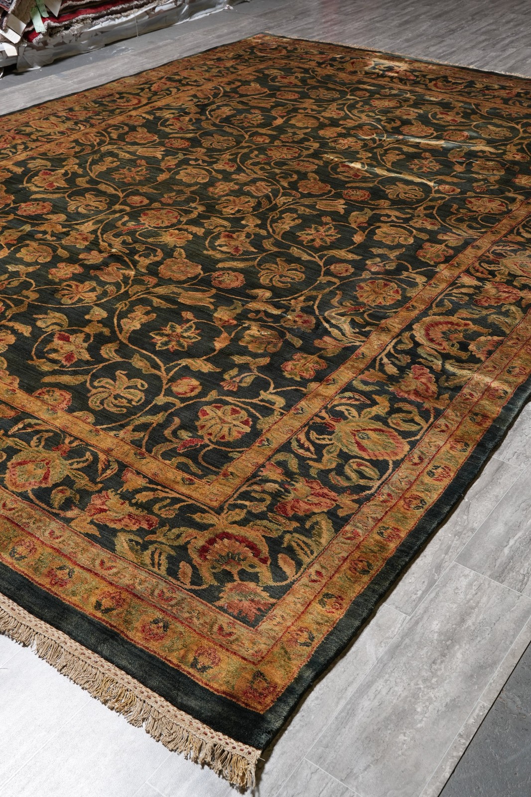 9.6 x 13.6 Dark Emerald Green Jaipur Wool Rug #PIX-8304
