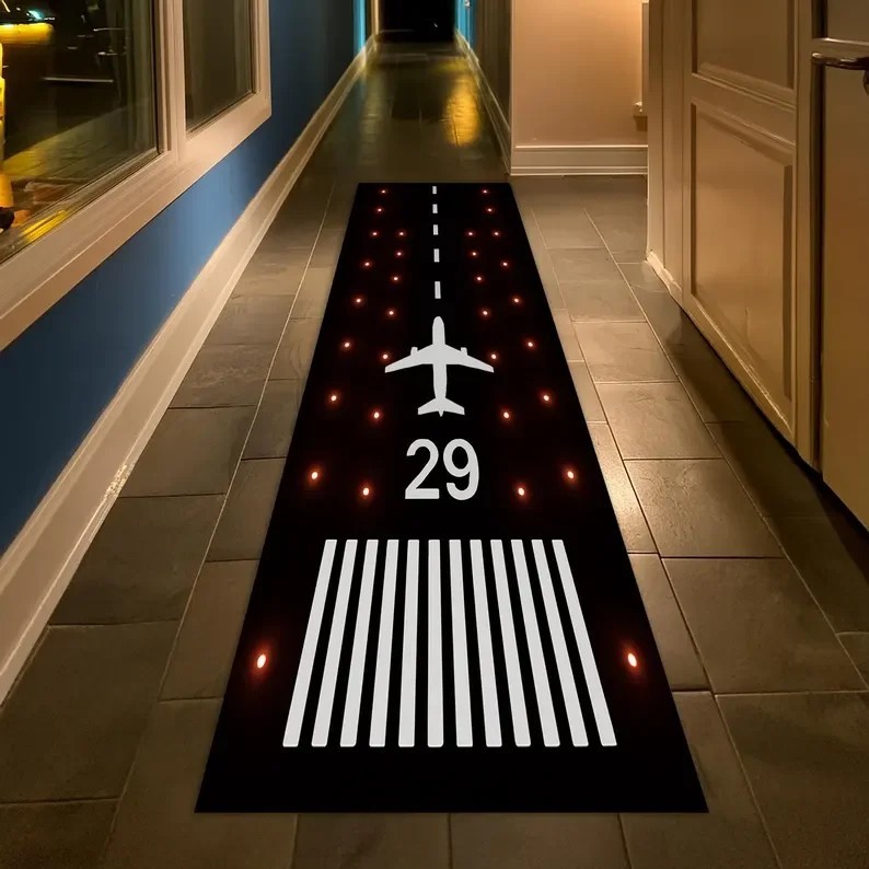 Runway Area Rug Airport Track Design Floor Mat Living Room Bedroom Carpet