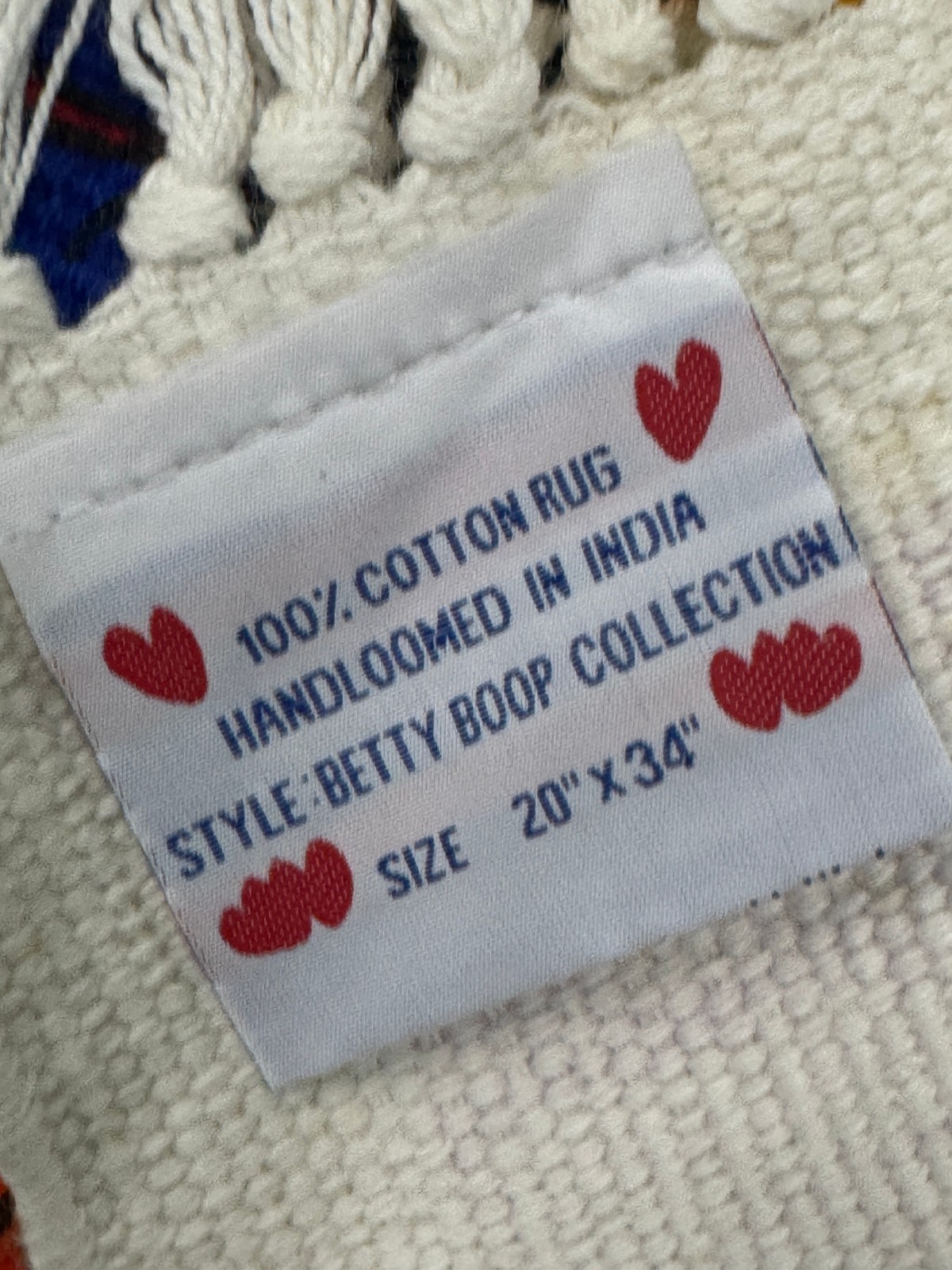 Vintage Betty Boop Cotton Rug 20 x 34 “