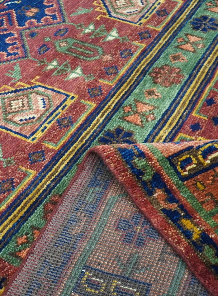 Multi-Size Handmade Antique Red Navy-Blue Tribal Area Rug | Customizable Carpet