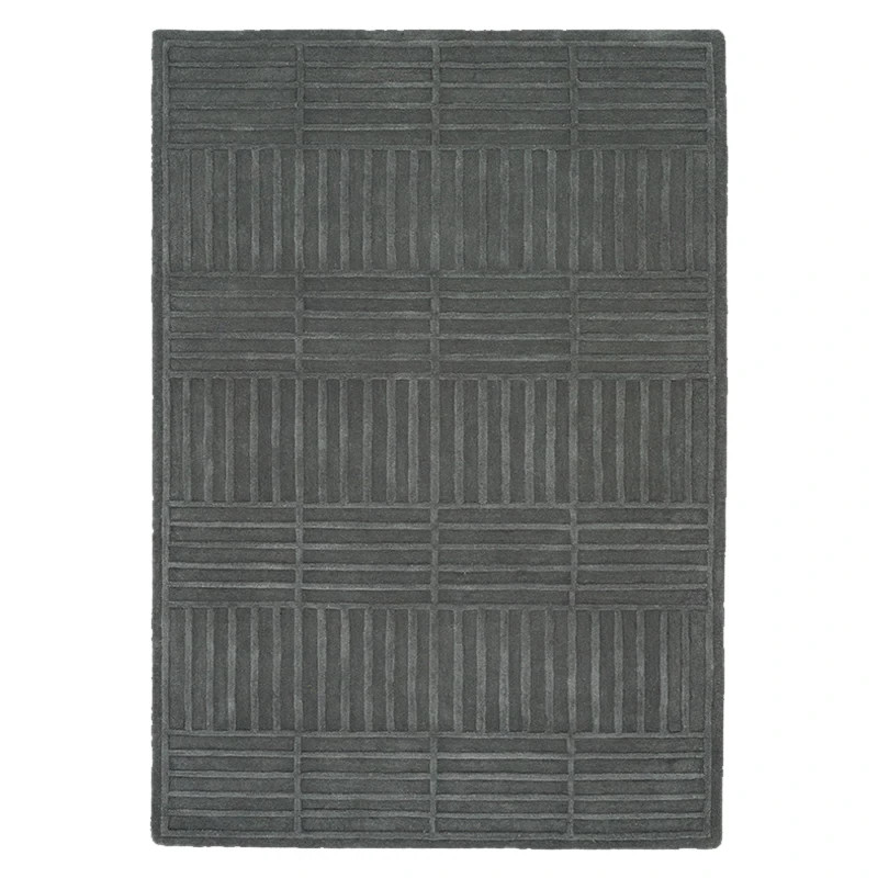Plaid Hand Tufted High Low Pile Rug