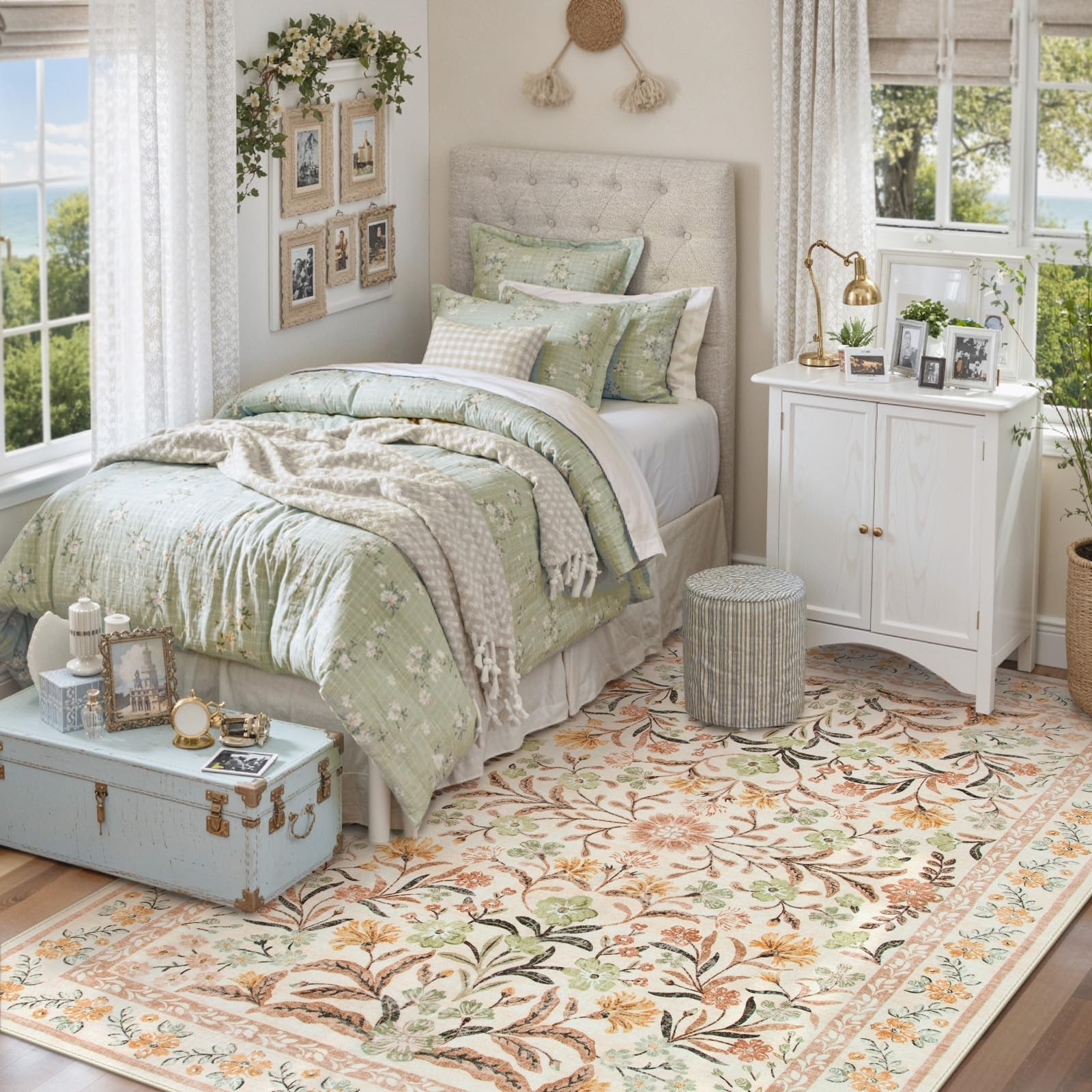 New Best Lahome Sylvie Boho Nursery Living Room Rug, Washable Area Rugs 5×7 for