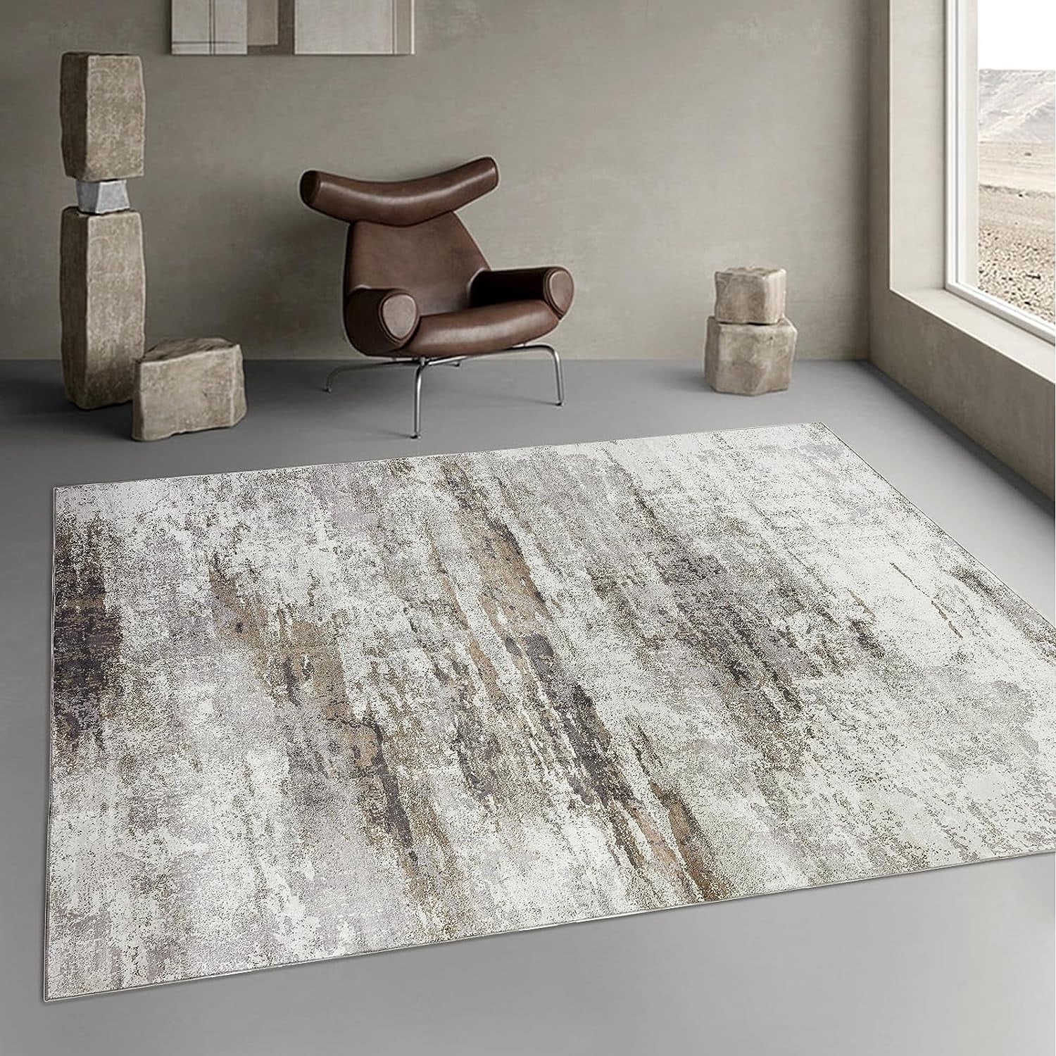 OMERAI 5’x 7′ Machine Washable Area Rug Abstract Rugs Ultra-Thin Area Rugs NEW