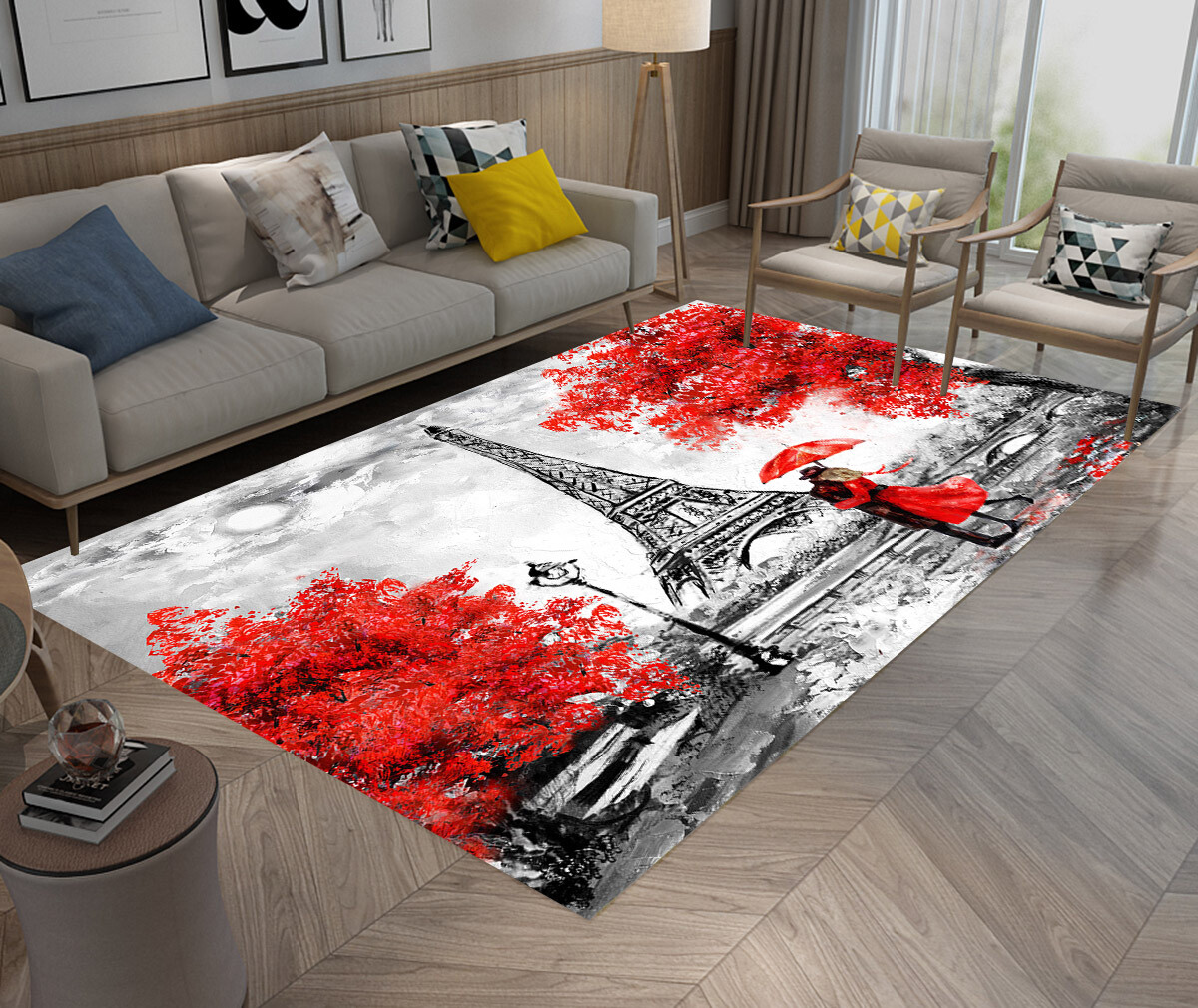 Romantic Paris Eiffel Tower Yoga Carpet Floor Living Room Mat Home Area Rugs