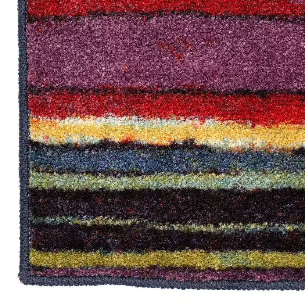 Rainbow Multi 2 Ft. X 8 Ft. Machine Washable Striped Runner Rug