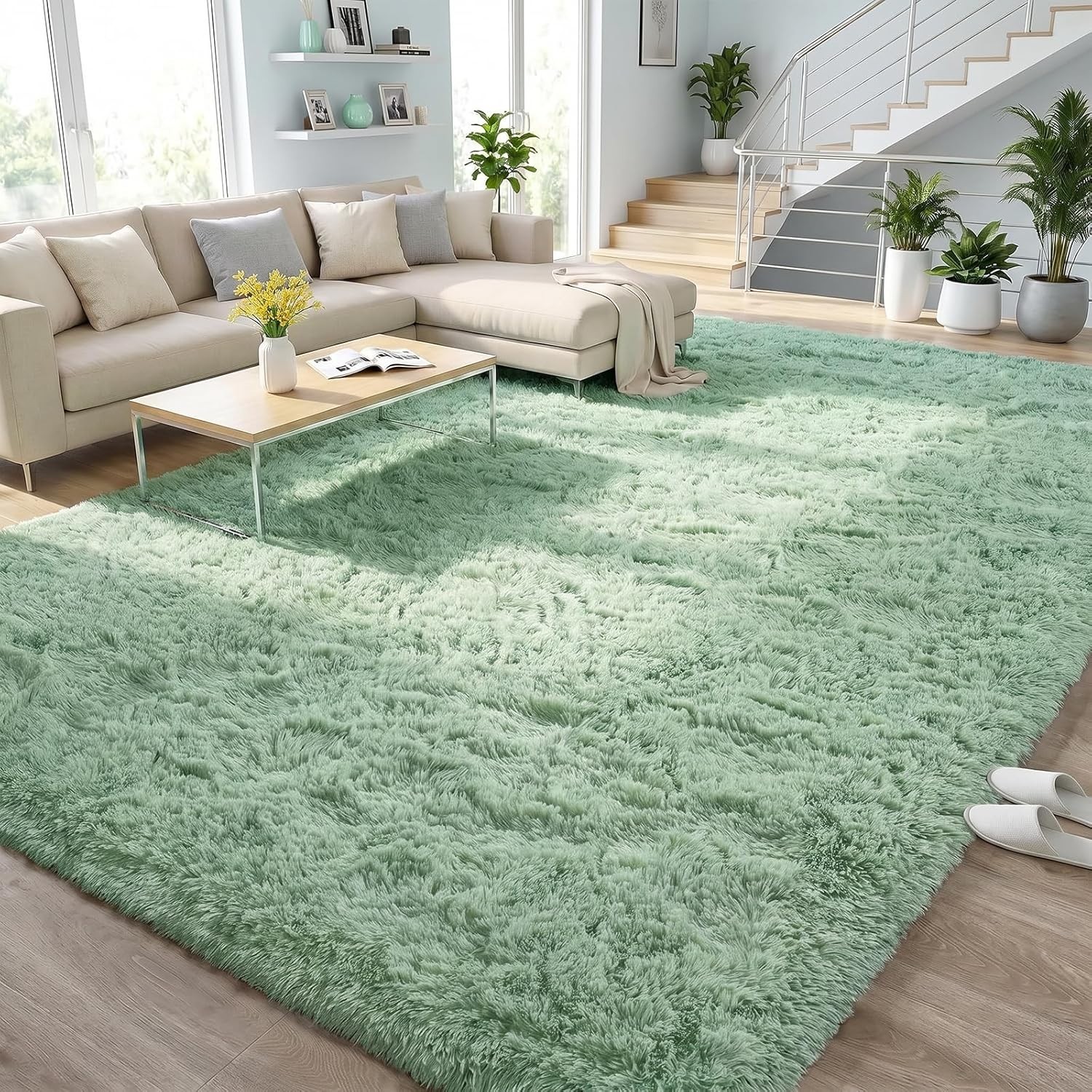 3×5 Feet Soft Plush Green Area Rug – Hypoallergenic & Machine Washable Decor