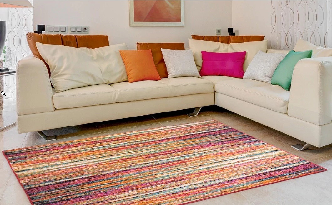 Abstract Lines Multi-Color Area Rug 2×3 Modern Carpet – Actual 1′ 6” x 2′ 6”