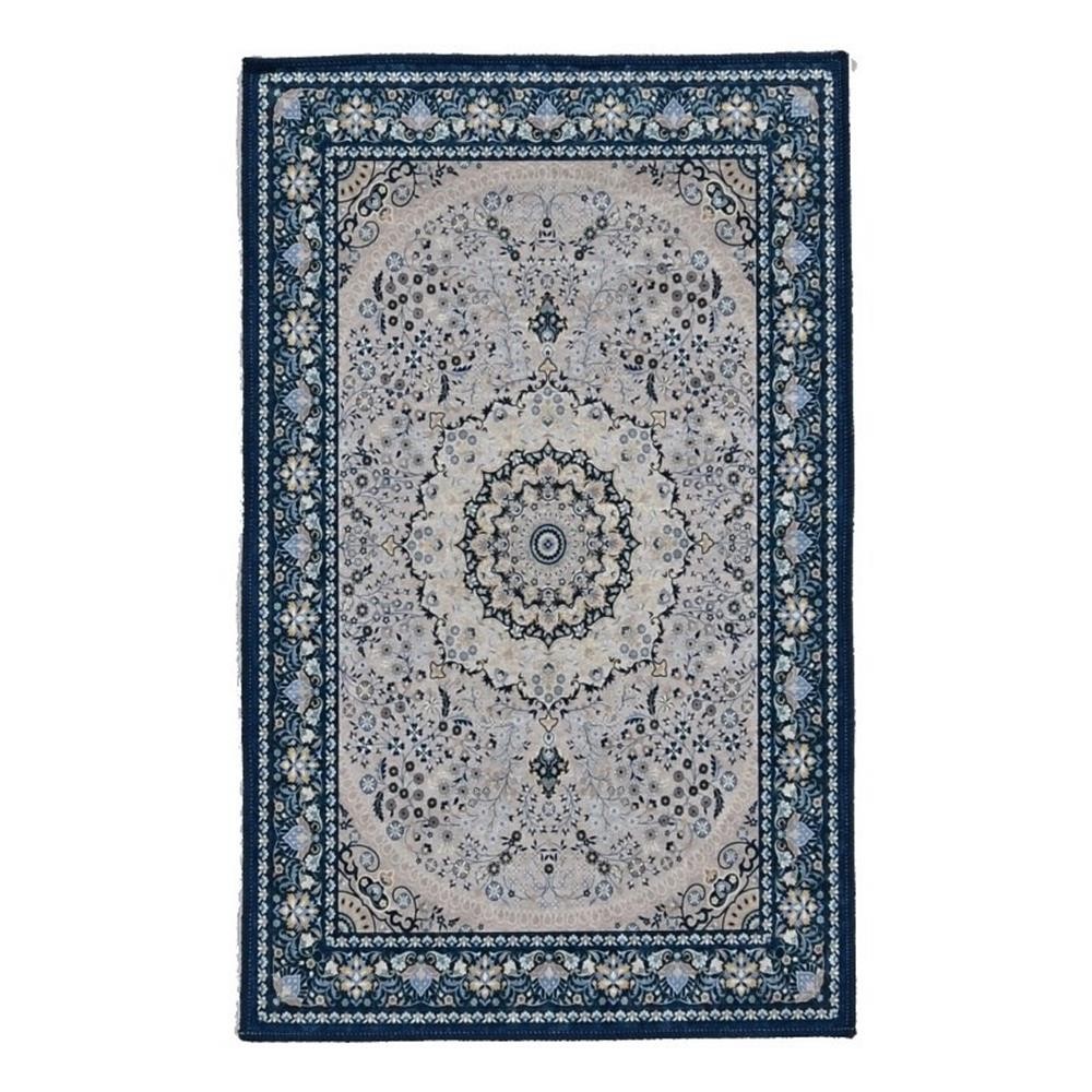 Linon Emerald Paulson Woven Microfiber Polyester 2’2″x3’2″ Rug in Cream