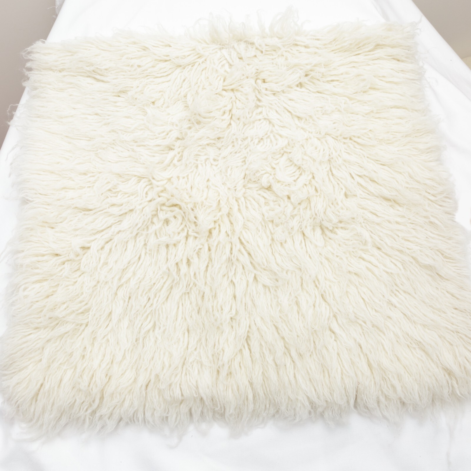 Genuine Wool Flokati Rug Soft Cream Off White Newborn Posing Rug Prop 27″x51″