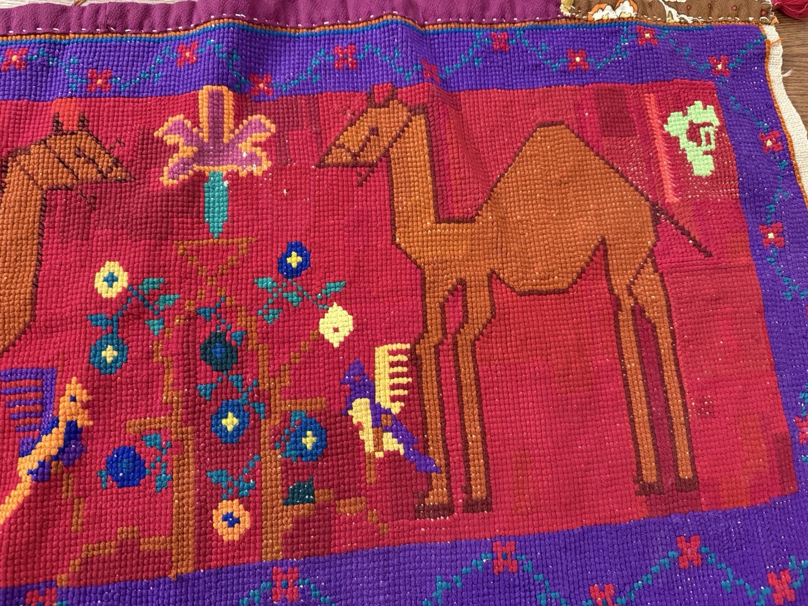 21″ x 41″ Collectible Afghan Baluchi Pictorial Rug, Camel Animal Hand Made Wool