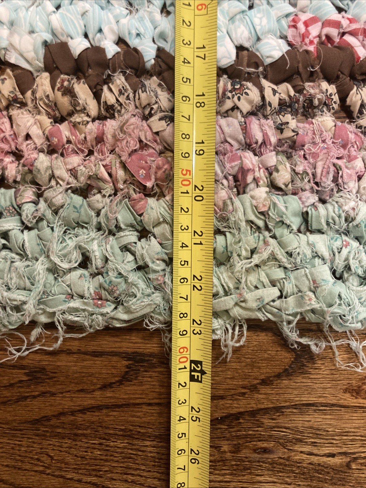 Multi-color Oval Hand Braided Reversible Area Rug 23” X 45” Seafoam Green Pink