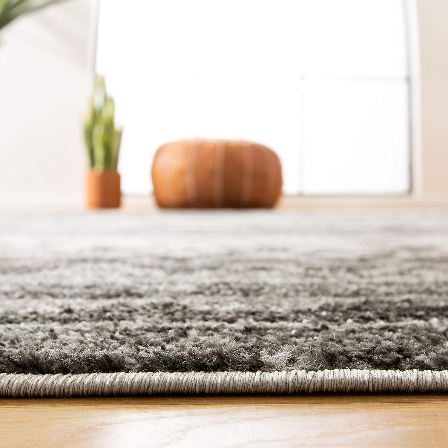 Ivory & Charcoal Moroccan Boho Area Rug 9′ x 12′ – Non-Shedding, Easy Care