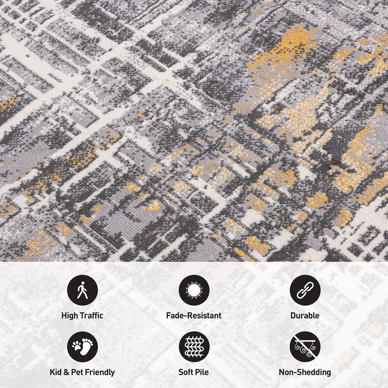 Rugshop Rugs Runners Distressed Abstract Stain Resistant Soft Hallway Carpet 2×7