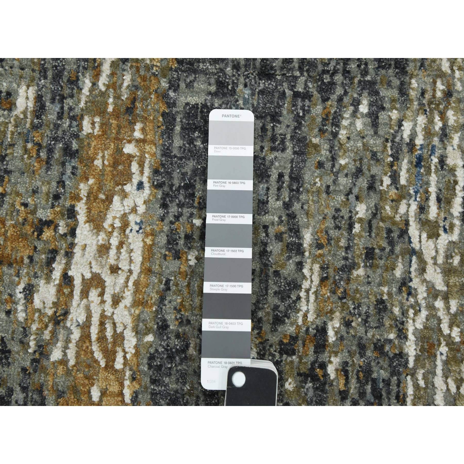 2’5″x19’10” Gray Organic Wool Hand Knotted Abstract Design XL Runner Rug R83097