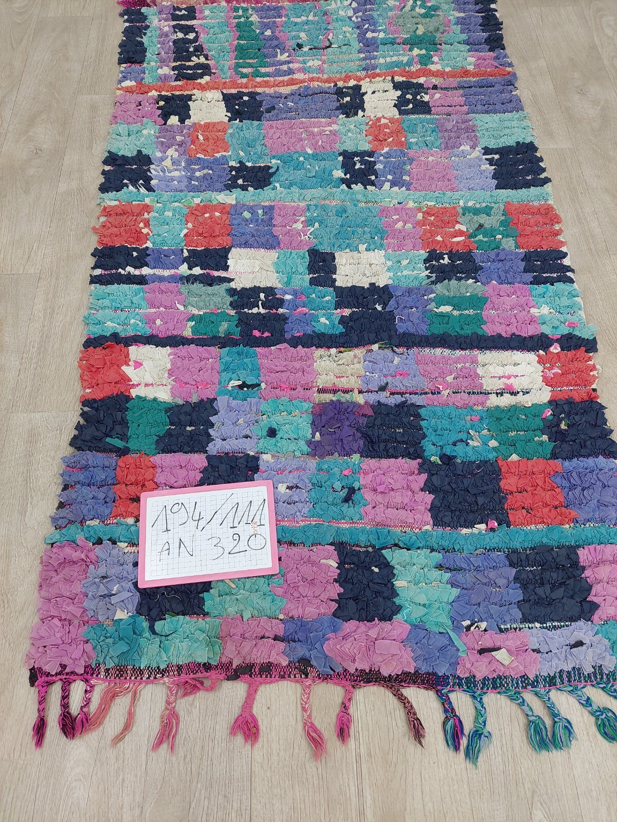 Moroccan Vintage Checkered Carpet Berber Boho Rug Handmade Colorful Runner 3×6