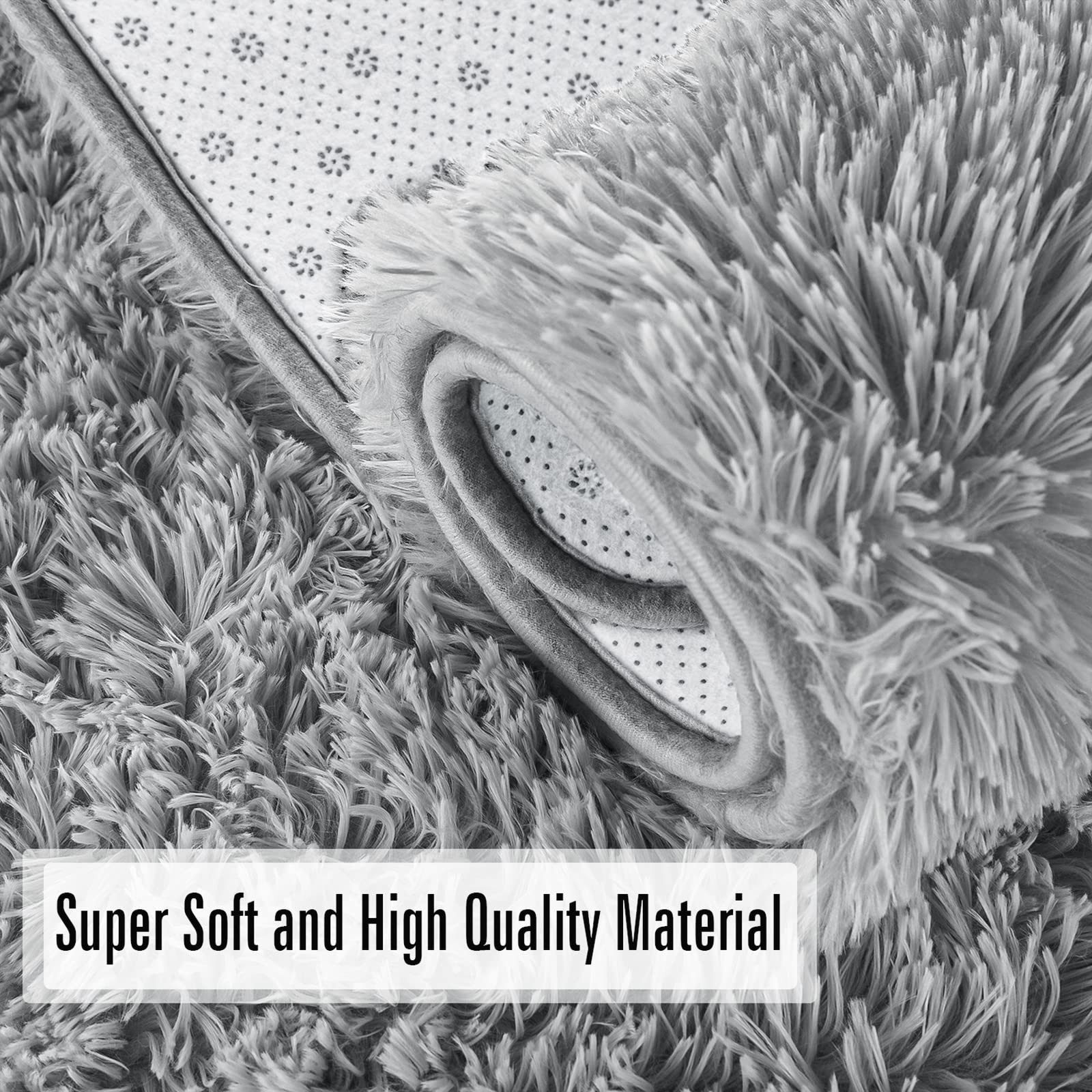 Andecor Soft Fluffy Bedroom Rugs, 5 x 8 Feet 5′ x 8′ (Rectangular), Grey