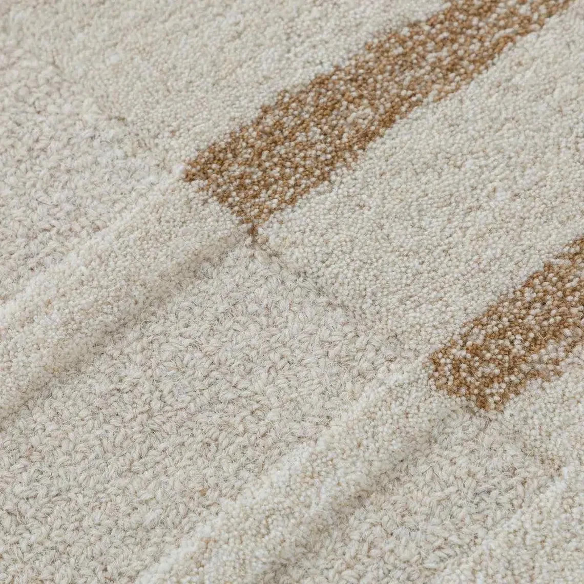 Modern Abstract Hand Tufted Area Rug in Sage Green Terracotta & Beige, High Low