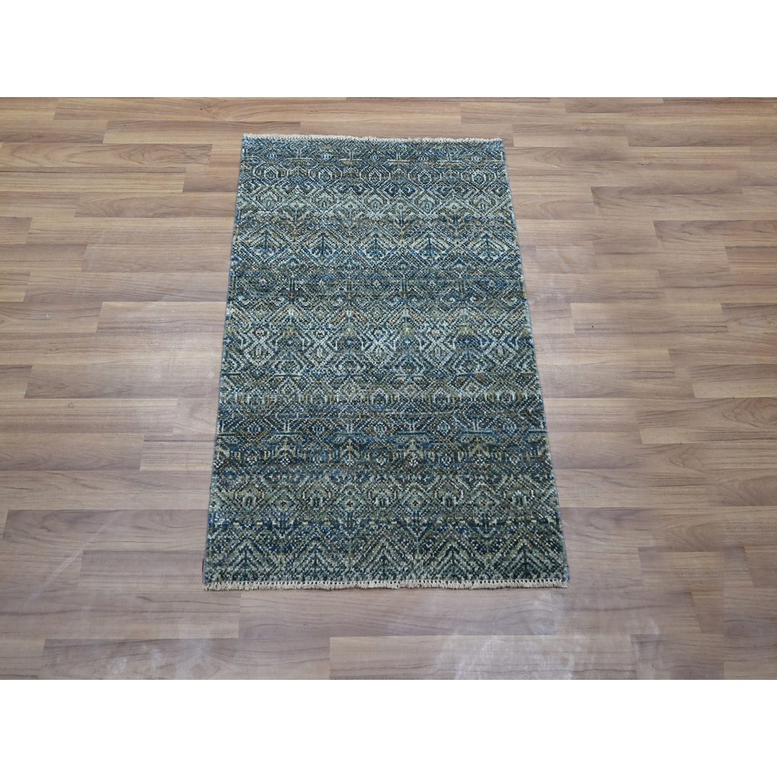 2’x3′ Blue Soft Wool Kohinoor Herat Pattern Hand Knotted Mat Oriental Rug 76888