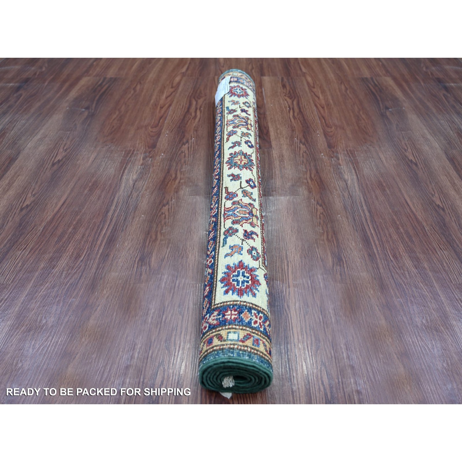 3’1″x5’1″ Green Afghan Super Kazak Medallions Design Hand Knotted Wool Rug 21472