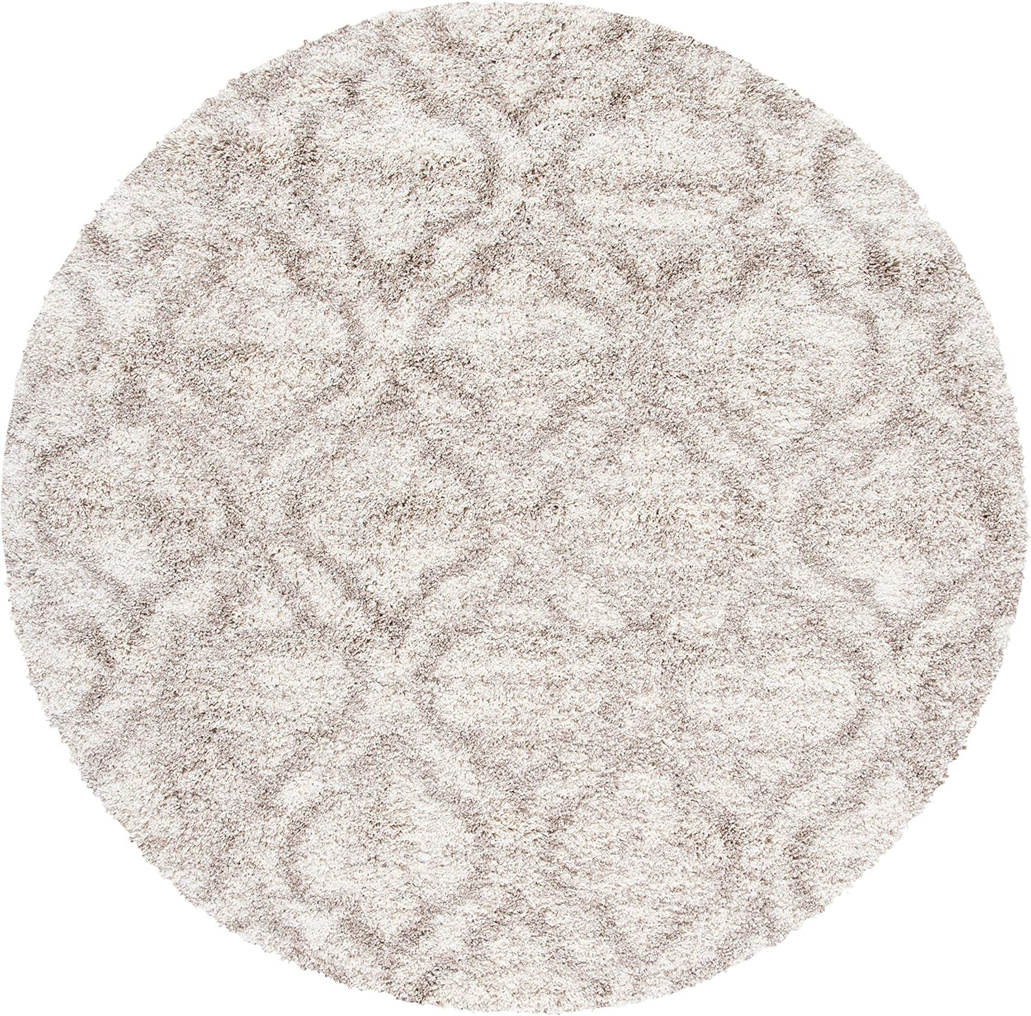 Hudson Shag 7′ Round Ivory/Beige Moroccan Non-Shedding Area Rug
